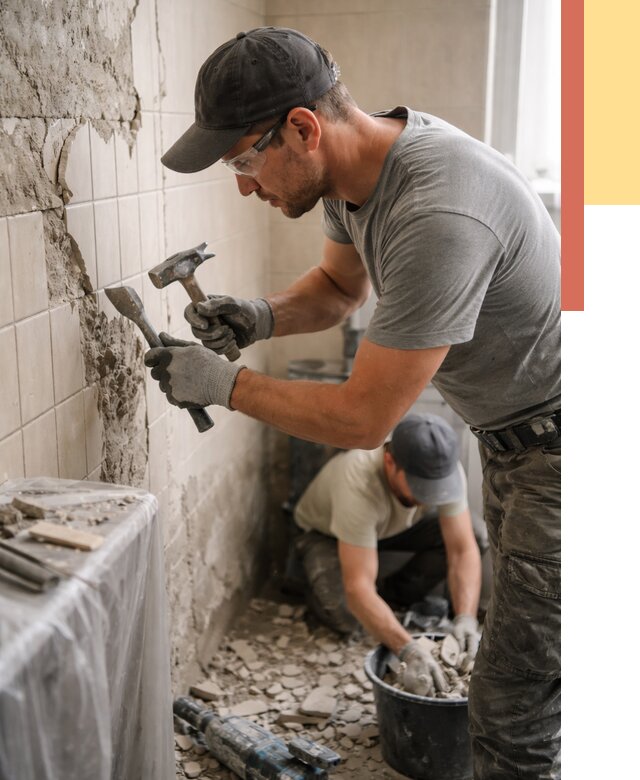 Демонтаж плитки со стен в Белой Калитве от 882 руб. — быстро и недорого | ОТДЕЛОЧНИК-Бкл