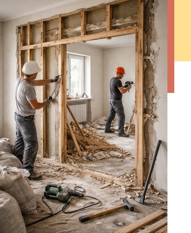 Демонтаж деревянных перегородок в Белой Калитве от 3319 руб. — быстро и недорого | ОТДЕЛОЧНИК-Бкл