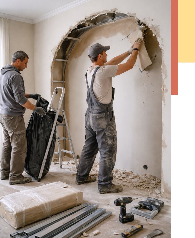 Демонтаж арки из гипсокартона в Белой Калитве от 3630 руб. — услуги под ключ | ОТДЕЛОЧНИК-Бкл