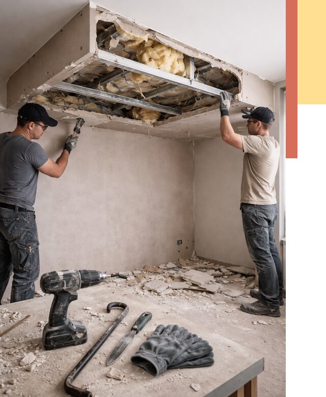 Демонтаж короба из гипсокартона в Белой Калитве от 1576 руб. — быстро и недорого | ОТДЕЛОЧНИК-Бкл