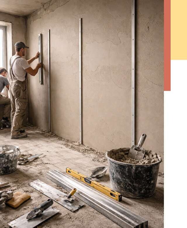 Штукатурка стен по маякам в Белой Калитве от 5704 руб./м² — выравнивание под ключ | ОТДЕЛОЧНИК-Бкл