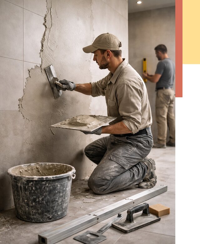 Штукатурка стен в ванной в Белой Калитве от 4667 руб./м² — выравнивание под ключ | ОТДЕЛОЧНИК-Бкл