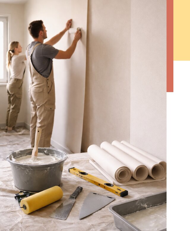 Поклейка бумажных обоев в Белой Калитве от 5704 руб./м2 — быстро и недорого | ОТДЕЛОЧНИК-Бкл