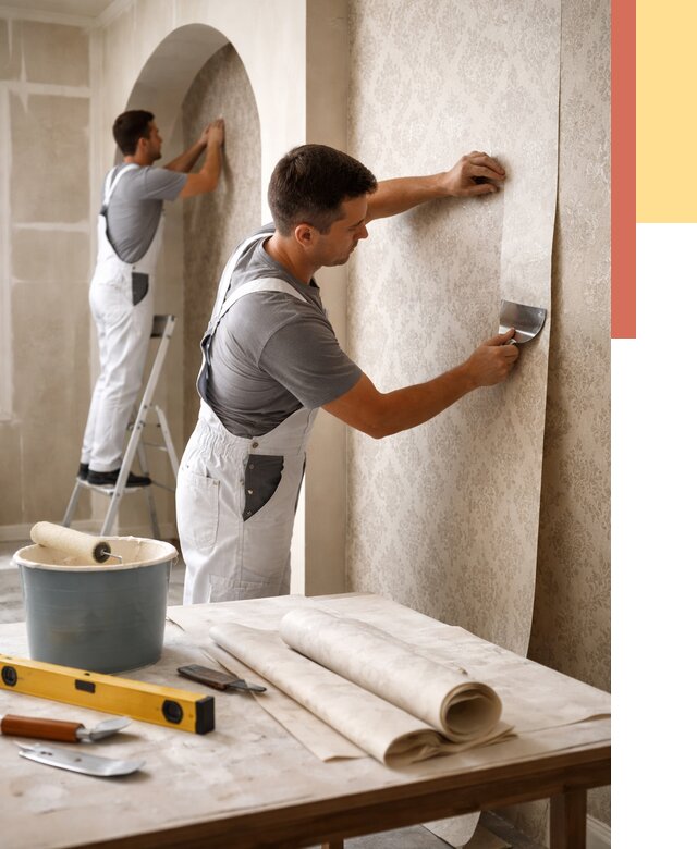 Поклейка обоев на сложные стены в Белой Калитве от 2904 руб. под ключ | ОТДЕЛОЧНИК-Бкл