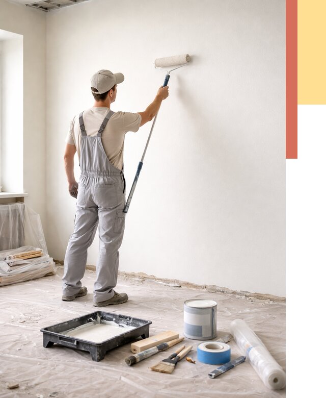 Покраска стен водоэмульсионной краской в Белой Калитве от 467 руб. за м² | ОТДЕЛОЧНИК-Бкл