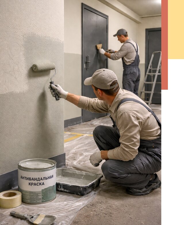 Покраска стен антивандальной краской в Белой Калитве от 4667 руб./м² под ключ | ОТДЕЛОЧНИК-Бкл