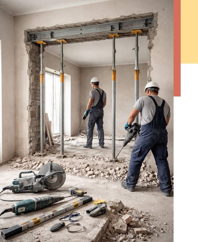 Прорезка проема в стене в Белой Калитве от 4667 руб. — быстро и недорого | ОТДЕЛОЧНИК-Бкл