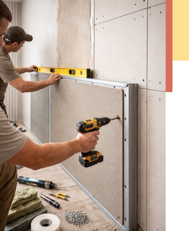 Шумоизоляция стен панелями ЗИПС в Белой Калитве от 2282 руб./м² под ключ | ОТДЕЛОЧНИК-Бкл