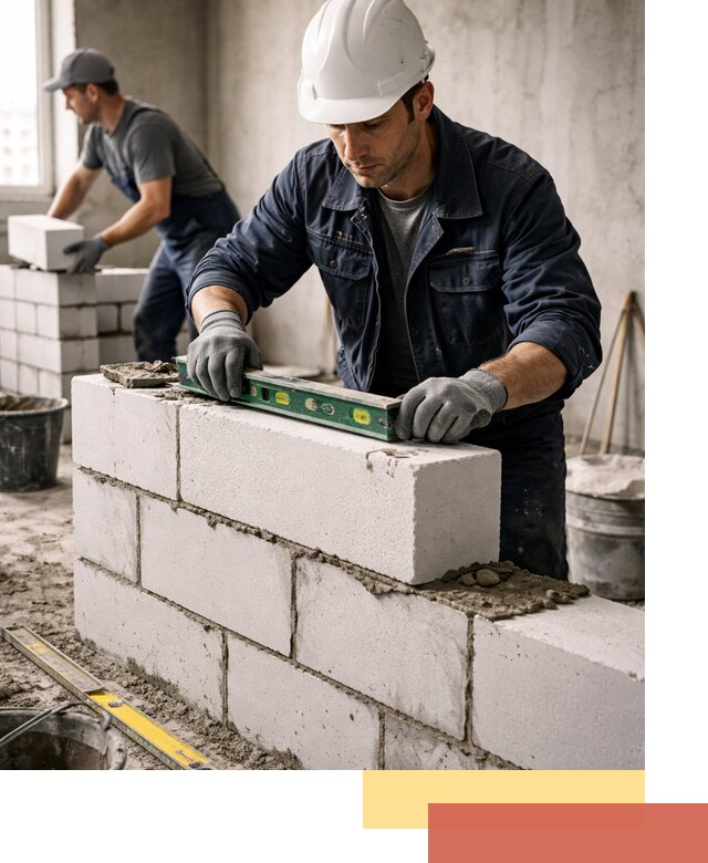 Кладка перегородок из пеноблока под ключ в Белой Калитве