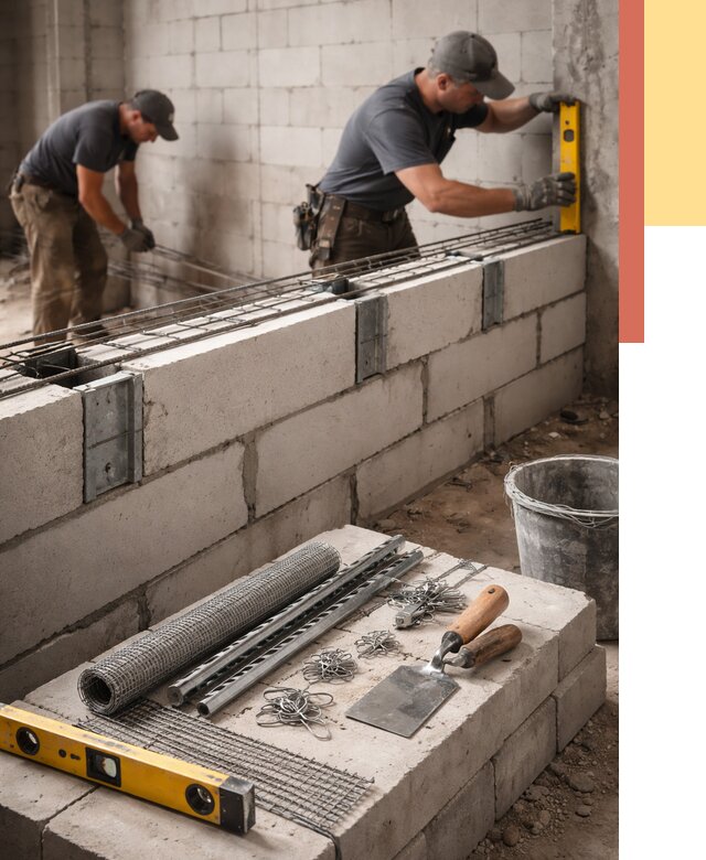 Армирование кладки перегородок в Белой Калитве от 778 руб. под ключ | ОТДЕЛОЧНИК-Бкл