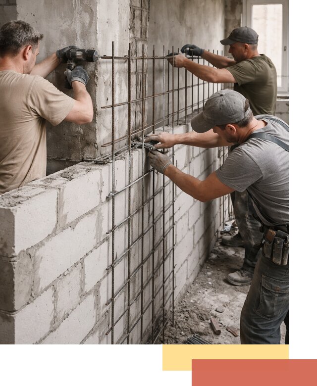 Армирование кладки перегородок в Белой Калитве профессионально и надёжно