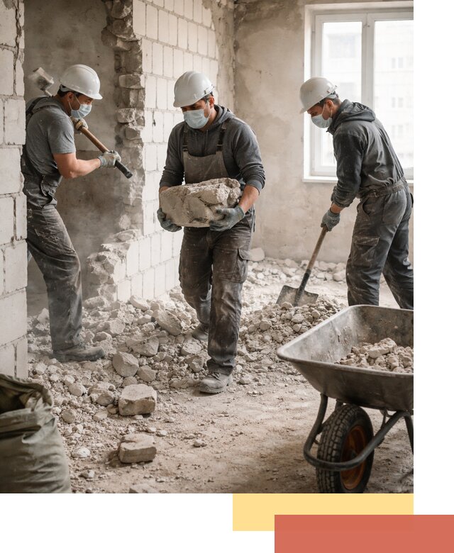 Демонтаж блочных перегородок в Белой Калитве быстро и аккуратно