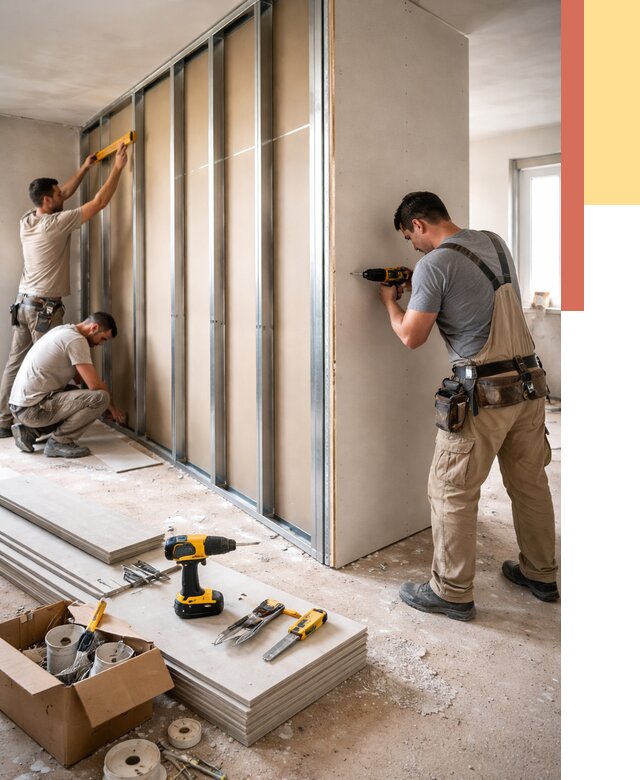 Монтаж однослойной перегородки из гипсокартона в Белой Калитве от 674 руб. | ОТДЕЛОЧНИК-Бкл