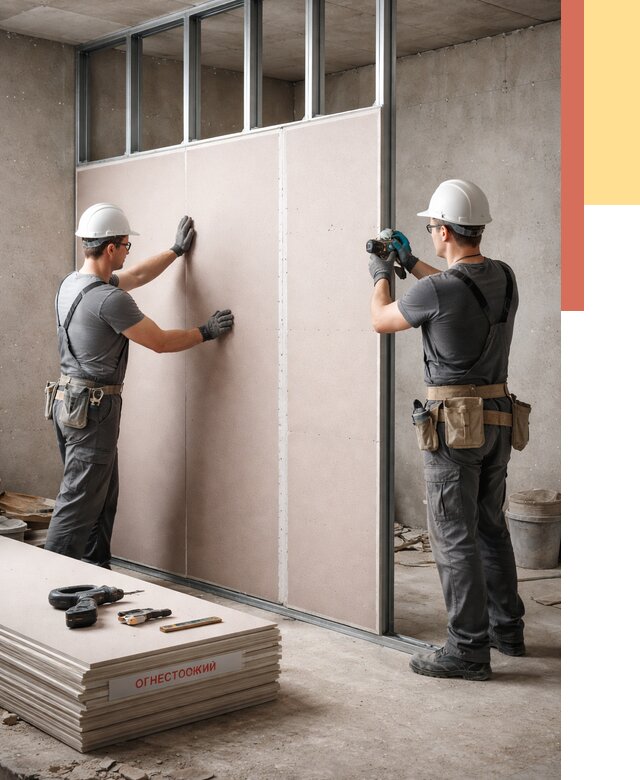 Перегородка из огнестойкого гипсокартона в Белой Калитве от 1919 руб. под ключ | ОТДЕЛОЧНИК-Бкл