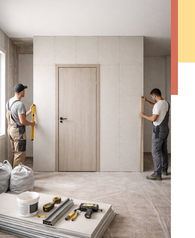 Перегородка из гипсокартона с дверью в Белой Калитве от 4667 руб. под ключ | ОТДЕЛОЧНИК-Бкл