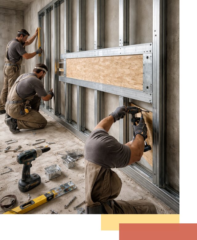 Усиленная перегородка для крепления тяжёлых конструкций в Белой Калитве