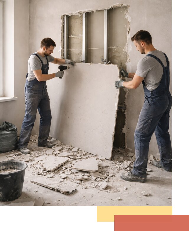 Демонтаж перегородки из гипсокартона в Белой Калитве быстрый и аккуратный