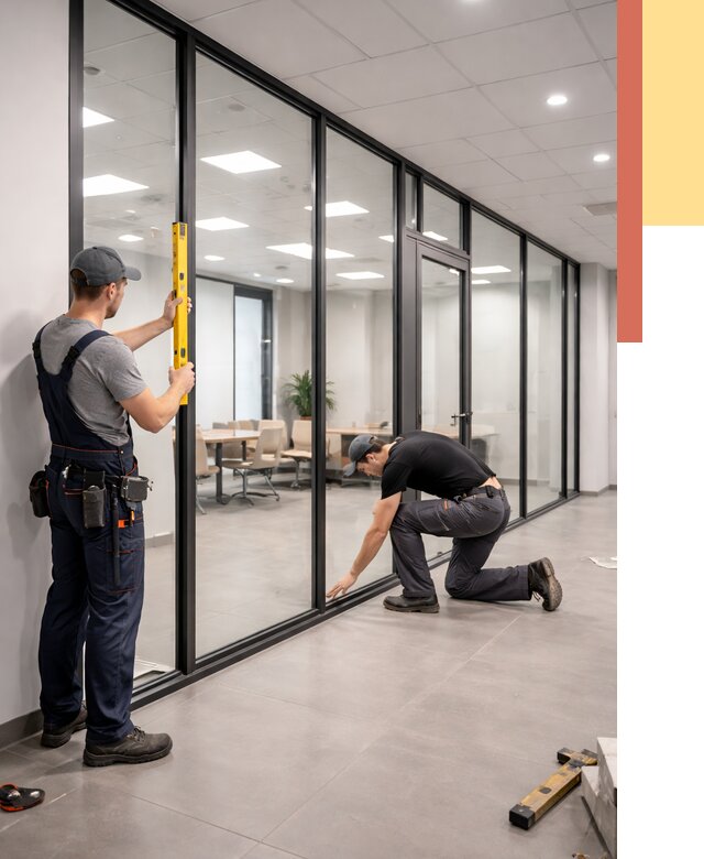 Каркасные стеклянные перегородки в Белой Калитве под ключ от 9541 руб. | ОТДЕЛОЧНИК-Бкл