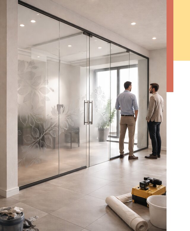 Стеклянные перегородки с рисунком в Белой Калитве от 12964 руб. монтаж и нанесение | ОТДЕЛОЧНИК-Бкл