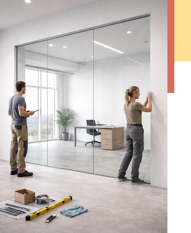 Перегородки из закаленного стекла в Белой Калитве от 9852 руб. под ключ | ОТДЕЛОЧНИК-Бкл