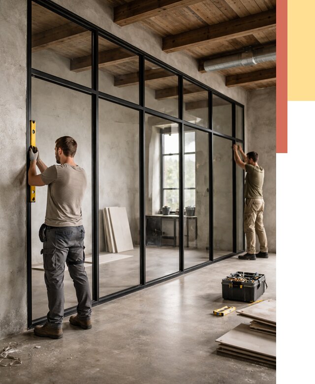 Стеклянные перегородки лофт в Белой Калитве от 10890 руб. под ключ | ОТДЕЛОЧНИК-Бкл