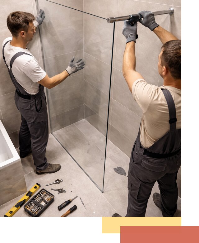 Стеклянные перегородки для душа в Белой Калитве — изготовление и монтаж