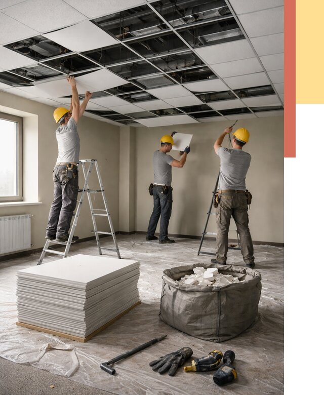 Демонтаж потолка Армстронг в Белой Калитве от 4667 руб. быстро и недорого | ОТДЕЛОЧНИК-Бкл