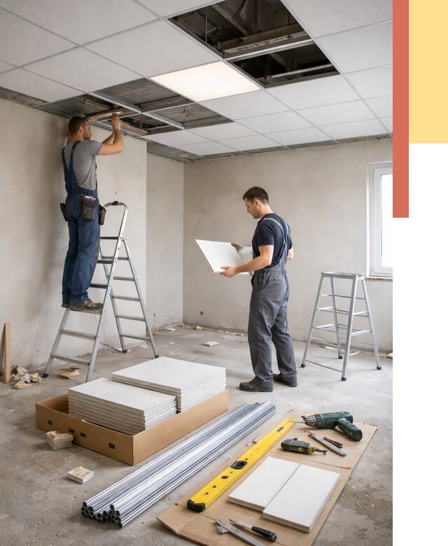 Монтаж потолка армстронг в Белой Калитве от 4667 руб/м2 — быстрая установка под ключ | ОТДЕЛОЧНИК-Бкл