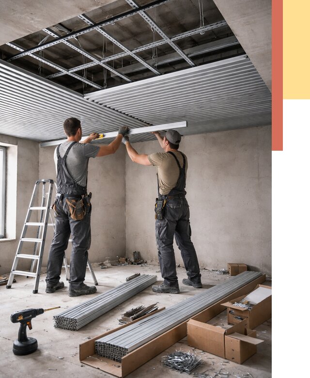 Монтаж реечного потолка в Белой Калитве от 4667 руб. под ключ | ОТДЕЛОЧНИК-Бкл