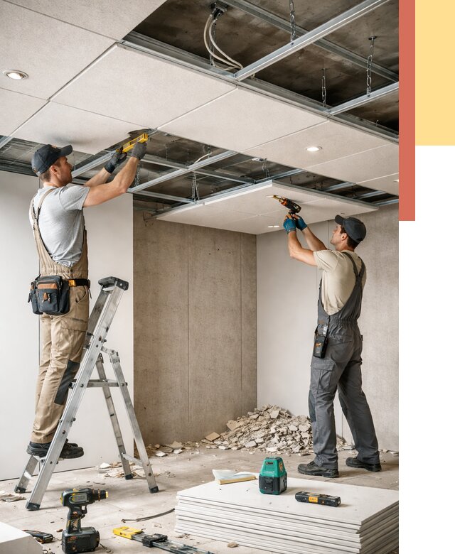 Монтаж акустического потолка в Белой Калитве от 6741 руб/м2 — быстро и недорого | ОТДЕЛОЧНИК-Бкл