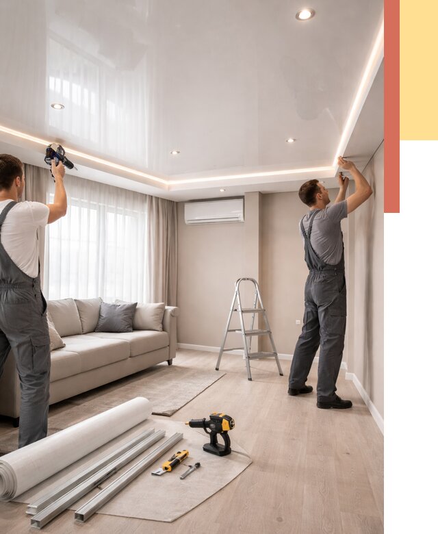 Монтаж глянцевого натяжного потолка в Белой Калитве от 778 руб. под ключ | ОТДЕЛОЧНИК-Бкл