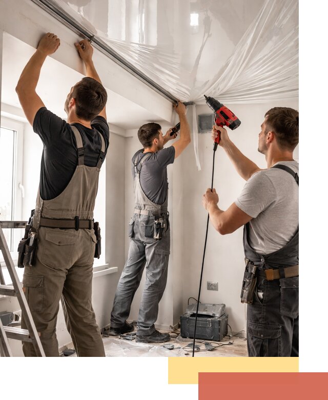 Монтаж глянцевого натяжного потолка в Белой Калитве быстро и качественно