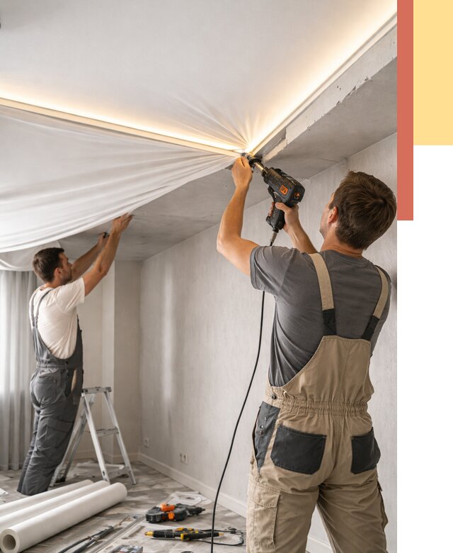 Монтаж натяжного потолка с подсветкой в Белой Калитве от 985 руб. | ОТДЕЛОЧНИК-Бкл