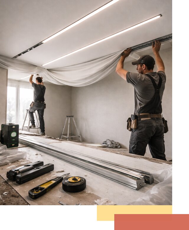 Монтаж натяжных потолков со световыми линиями в Белой Калитве