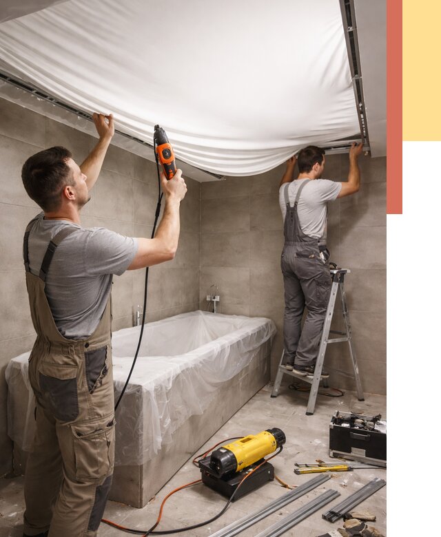 Монтаж натяжного потолка в ванной в Белой Калитве от 1245 руб. под ключ | ОТДЕЛОЧНИК-Бкл