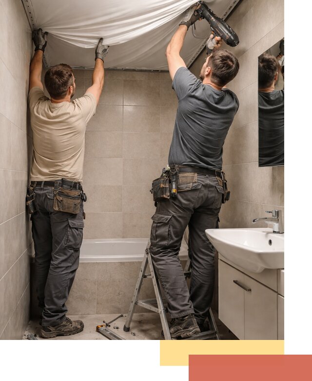 Монтаж натяжного потолка в ванной в Белой Калитве быстро и качественно