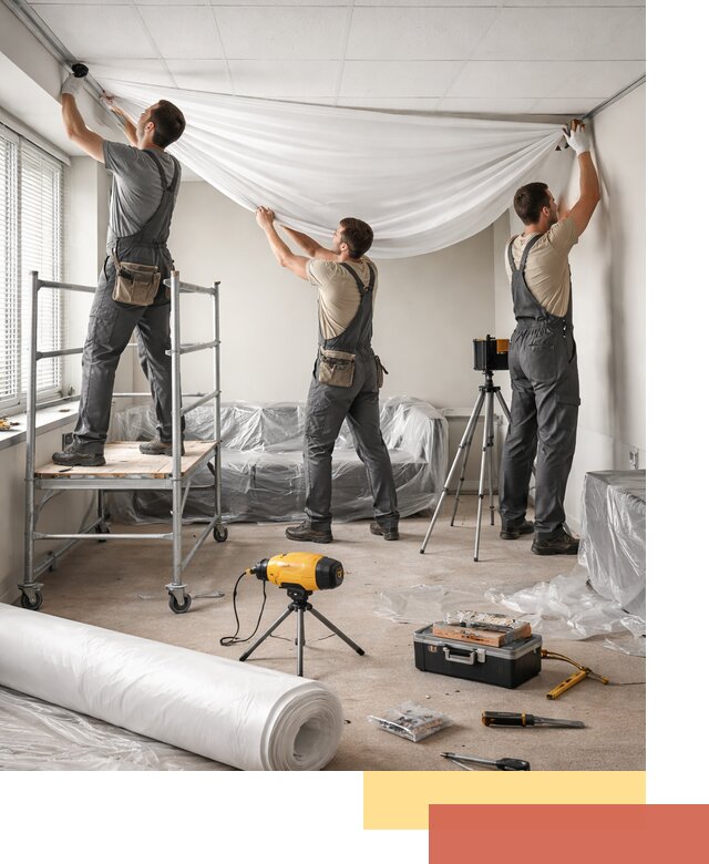 Монтаж натяжного потолка в офисе в Белой Калитве