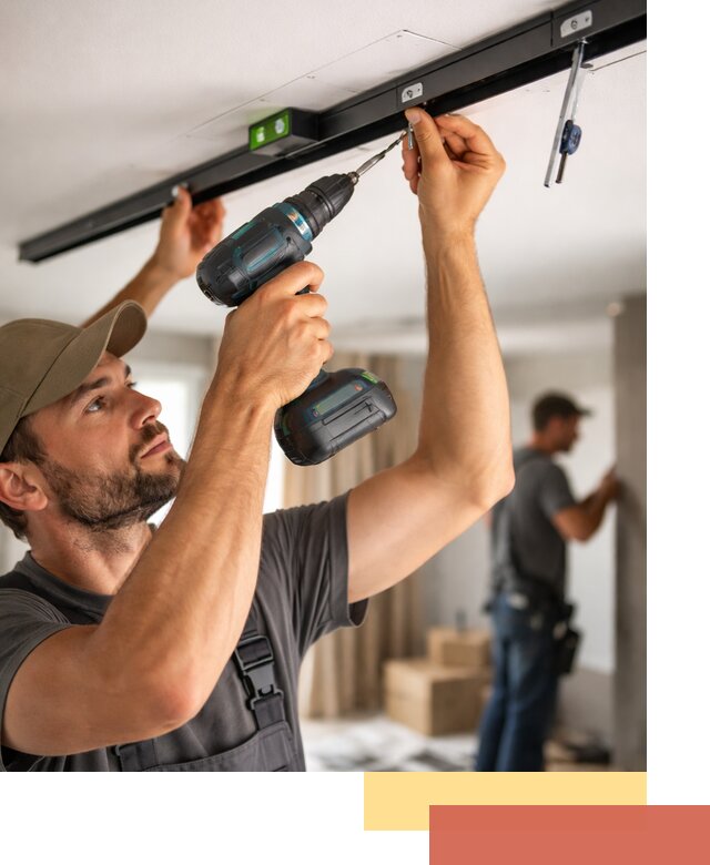 Установка трековых светильников в натяжной потолок в Белой Калитве