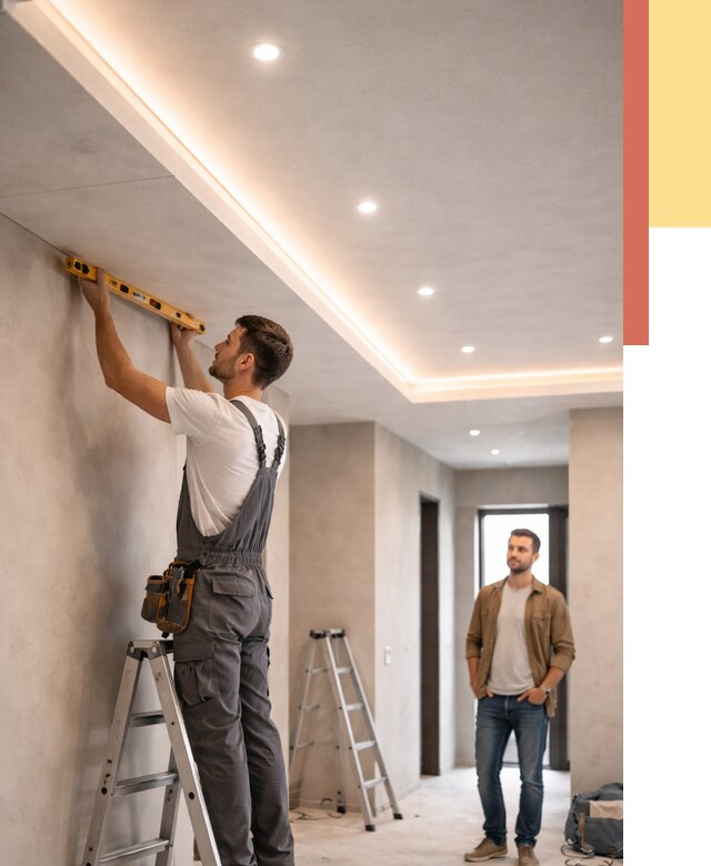 Потолок из гипсокартона с подсветкой в Белой Калитве от 778 руб./м2 под ключ | ОТДЕЛОЧНИК-Бкл