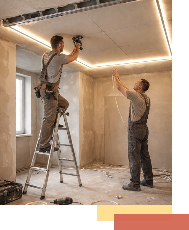 Потолок из гипсокартона с подсветкой в Белой Калитве