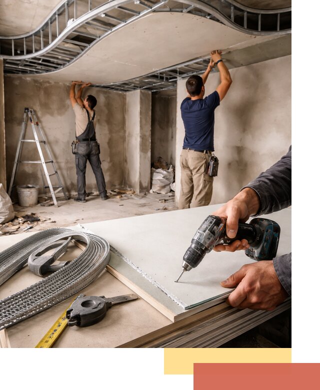 Криволинейный потолок из гипсокартона в Белой Калитве — монтаж и отделка