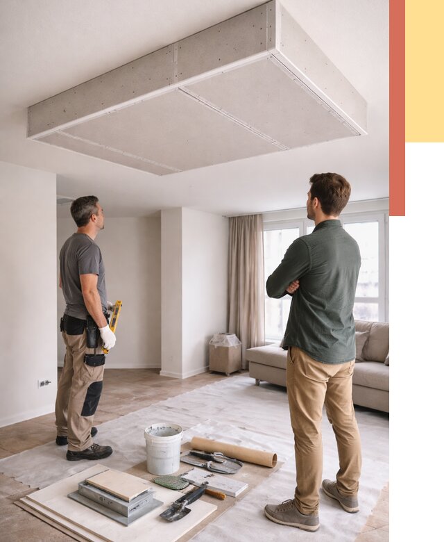 Короб на потолке из гипсокартона в Белой Калитве от 2282 руб. — монтаж и услуги под ключ | ОТДЕЛОЧНИК-Бкл